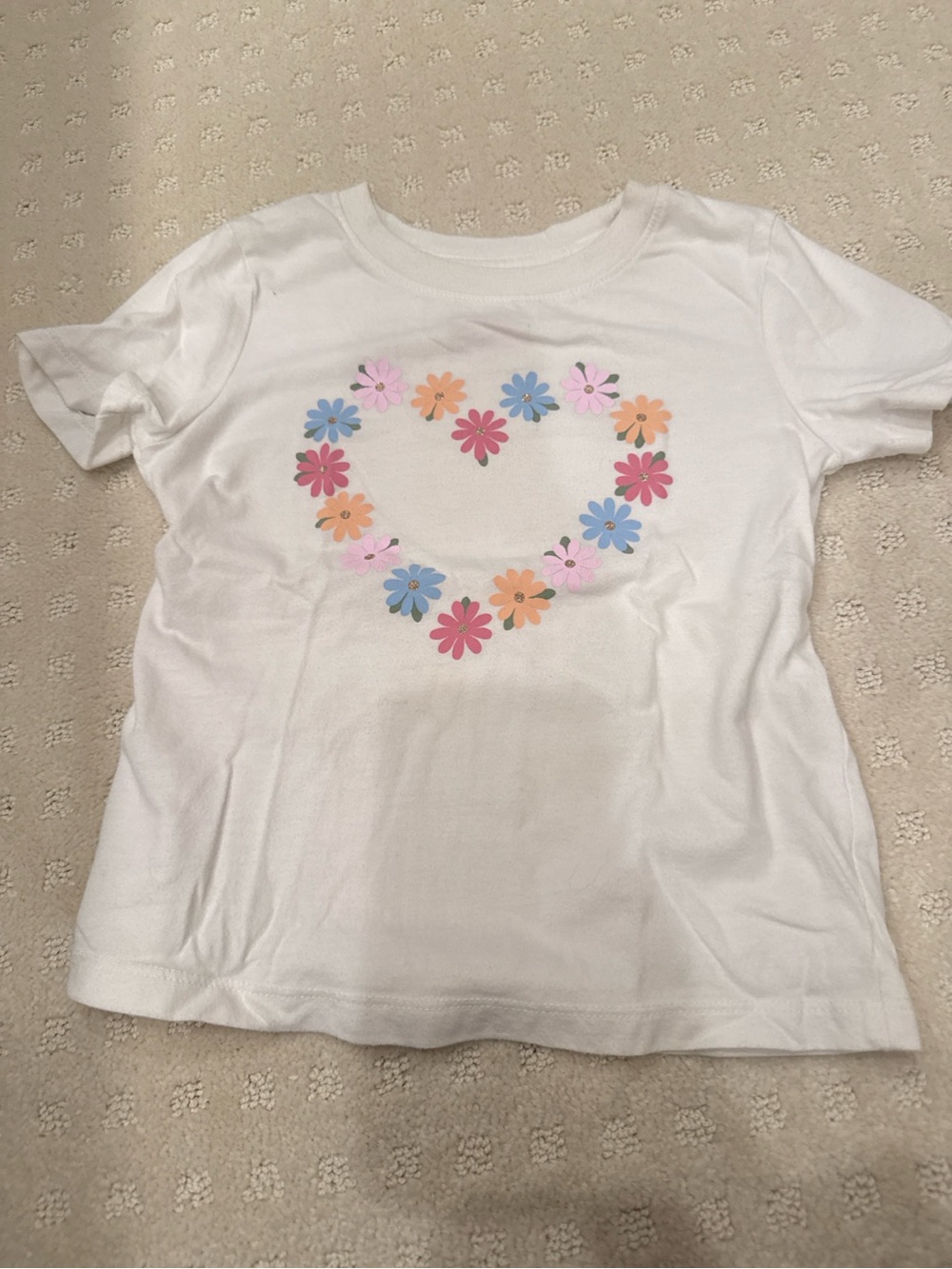 Cat & Jack Girls Floral Heart Graphic T-Shirt White Size 5T